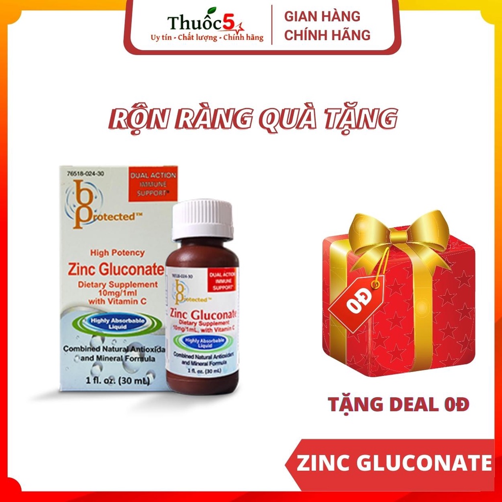 [GIÁ GỐC]  ZinC Gluconate bổ sung Kẽm, vitamin C cải thiện tình trạng biếng ăn của trẻ - Lọ 30ml
