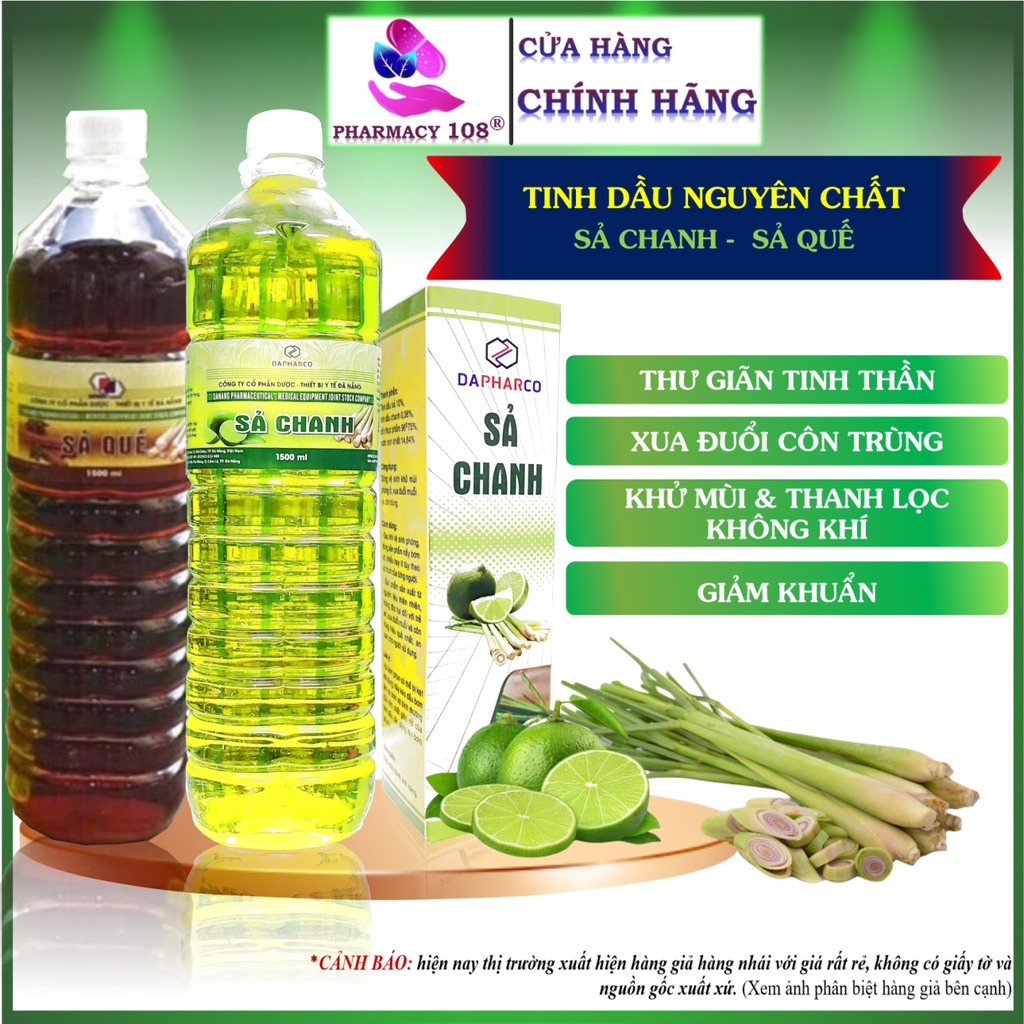 Nước lau sàn sả chanh sả quế✅CHÍNH HÃNG✅Tinh dầu sả chanh sả quế Dapharco 1500ml