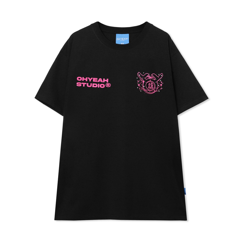 Áo thun tay lỡ OHYEAH phông Unisex nam nữ Premium Cotton oversize form rộng UNIVERSE - Đen