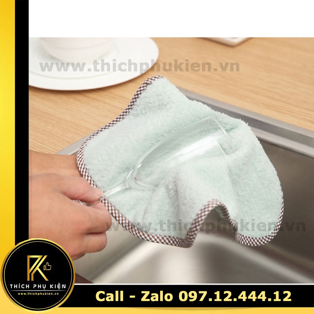 Khăn Lau Đa Năng Siêu Thấm, Lau Nhà Bếp, Chất Liệu Nhung San Hô Có Dây Treo
