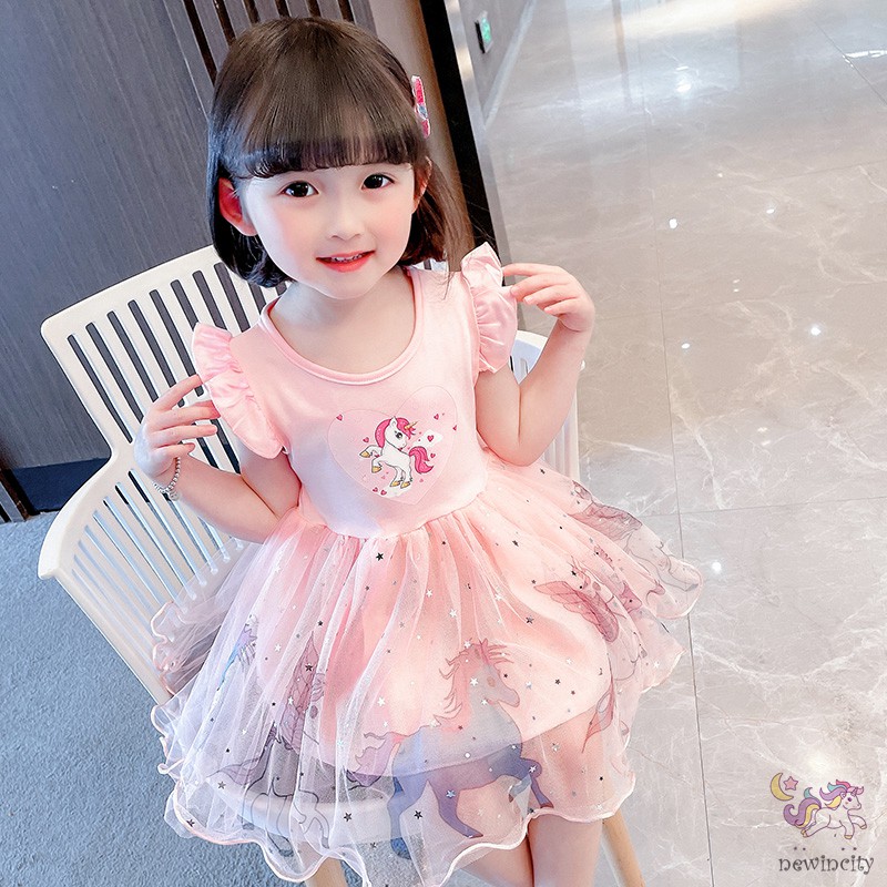 Đầm Tay Cánh Tiên In Họa Tiết Thời Trang Cho Bé Gái