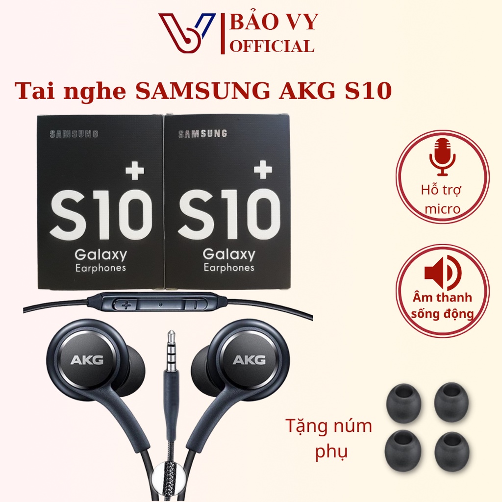 Tai nghe samsung nhét tai có dây AKG S10+ jack 3.5 linh kiện, tương thích nhiều loại máy, chống ồn cao, âm thanh hay