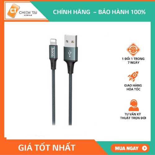 Cáp sạc nhanh dây dù Hoco DU10 3A 1m (Lightning, Type-C)-màu ngầu nhiên