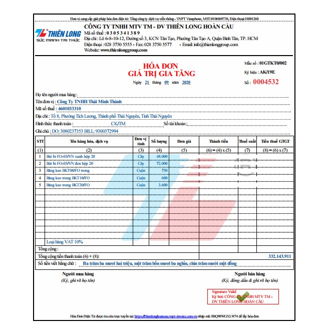 Bút Bi Thiên Long FO-03/ Nét 0.5mm Hàng Chuẩn Thiên Long