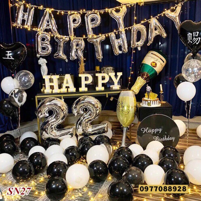 Bóng Trang Trí Sinh Nhật Happy Birthday Kèm Số Tuổi Và Đèn LED Nhiều Mẫu