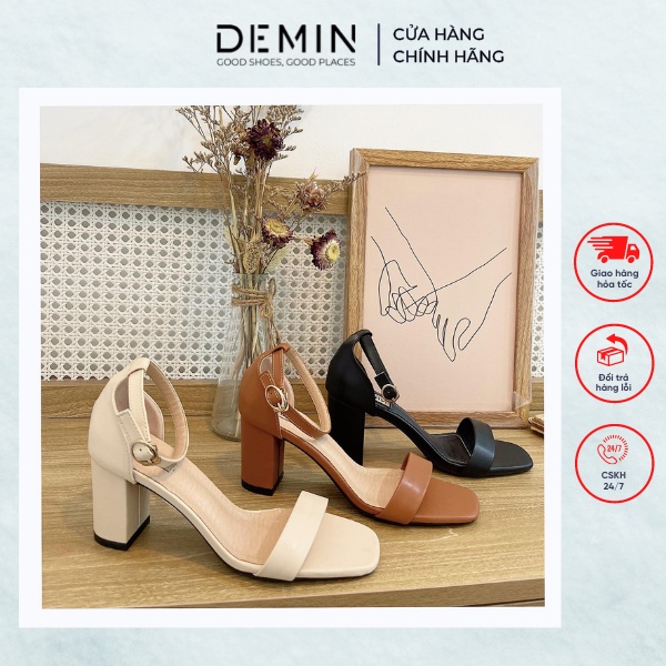 Dép Sandal Cao Gót DEMIN Dép Cao Gót Da Lì 7P DEMIN - DSD086
