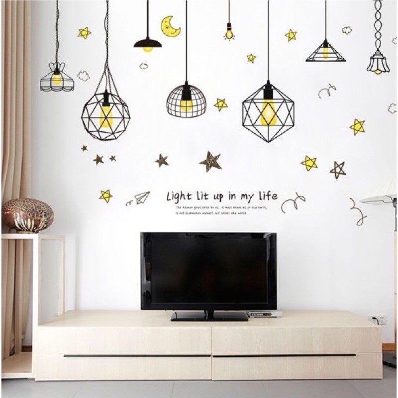 Decal giấy dán tường - hoạ tiết đèn vàng