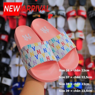dép NY-MLB Nữ Quai Ngang Monogram Multicolor