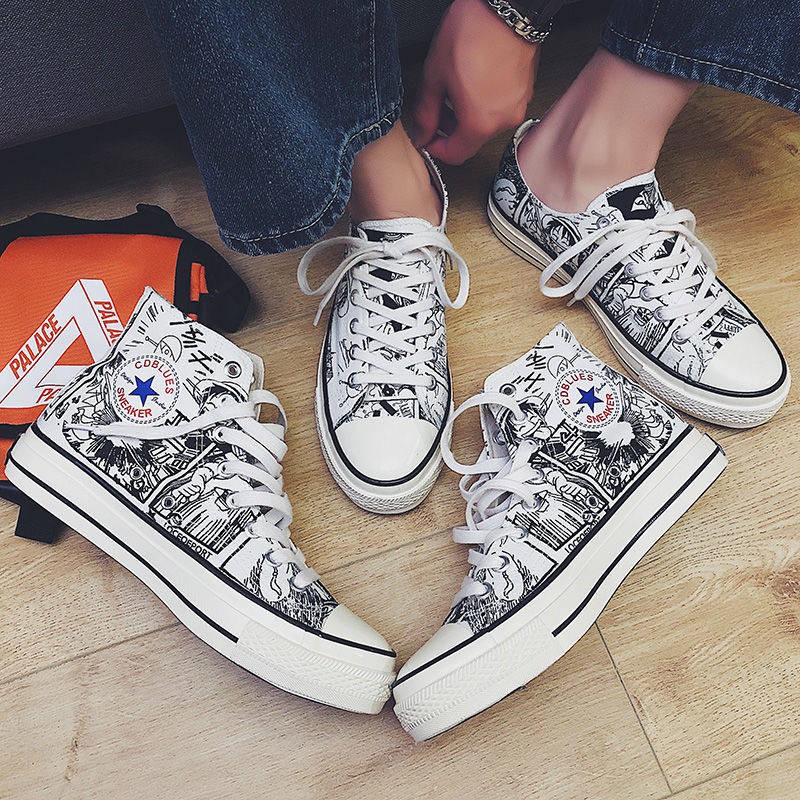 One Piece Graffiti Canvas Trend High Top giày nam | BigBuy360 - bigbuy360.vn
