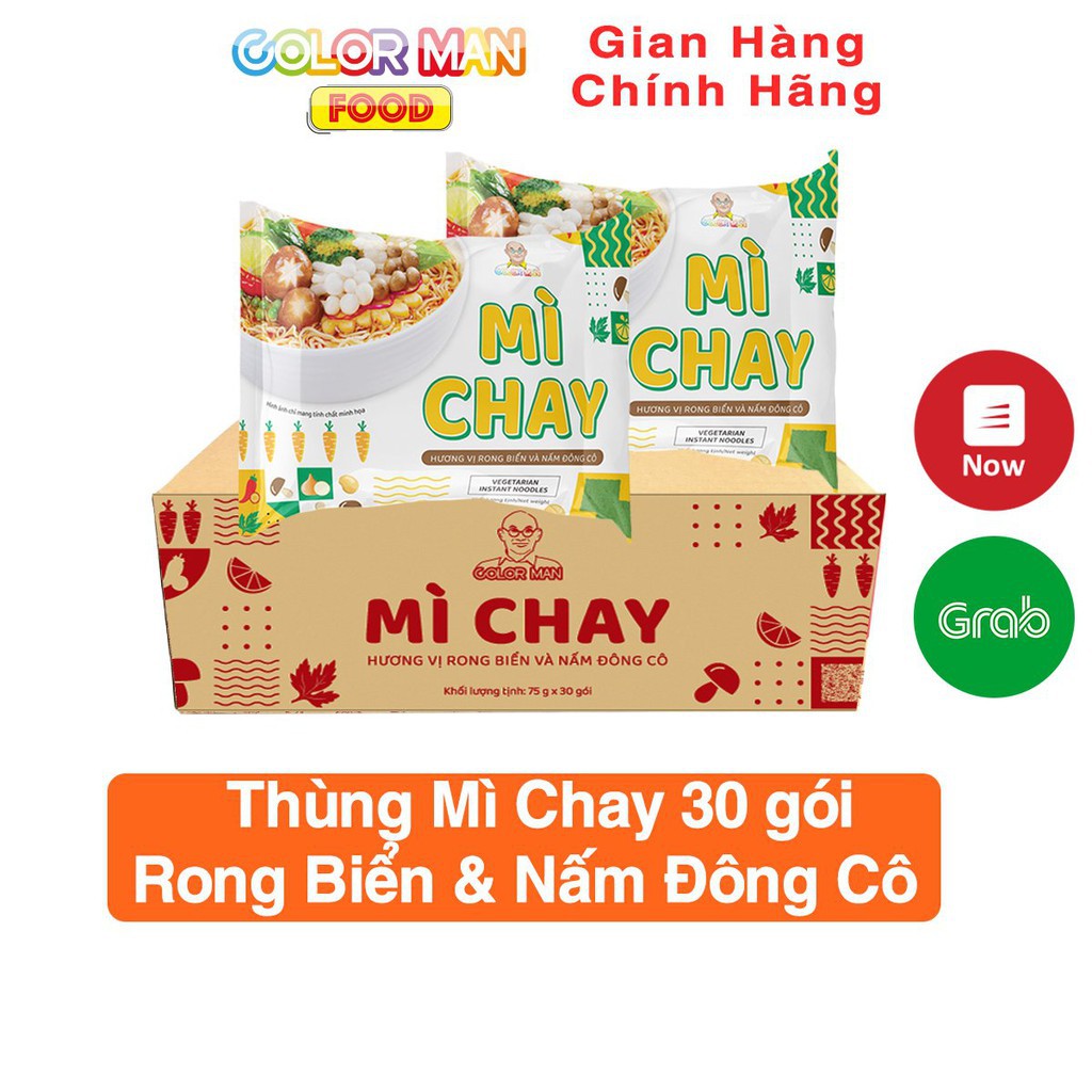 Thùng mì gói Color Man 30 gói mix 3 loại 10 gói Hải Sản - 10 gói Chua Cay sản xuất từ 100% khoai tây - 10 gói Mì chay | BigBuy360 - bigbuy360.vn
