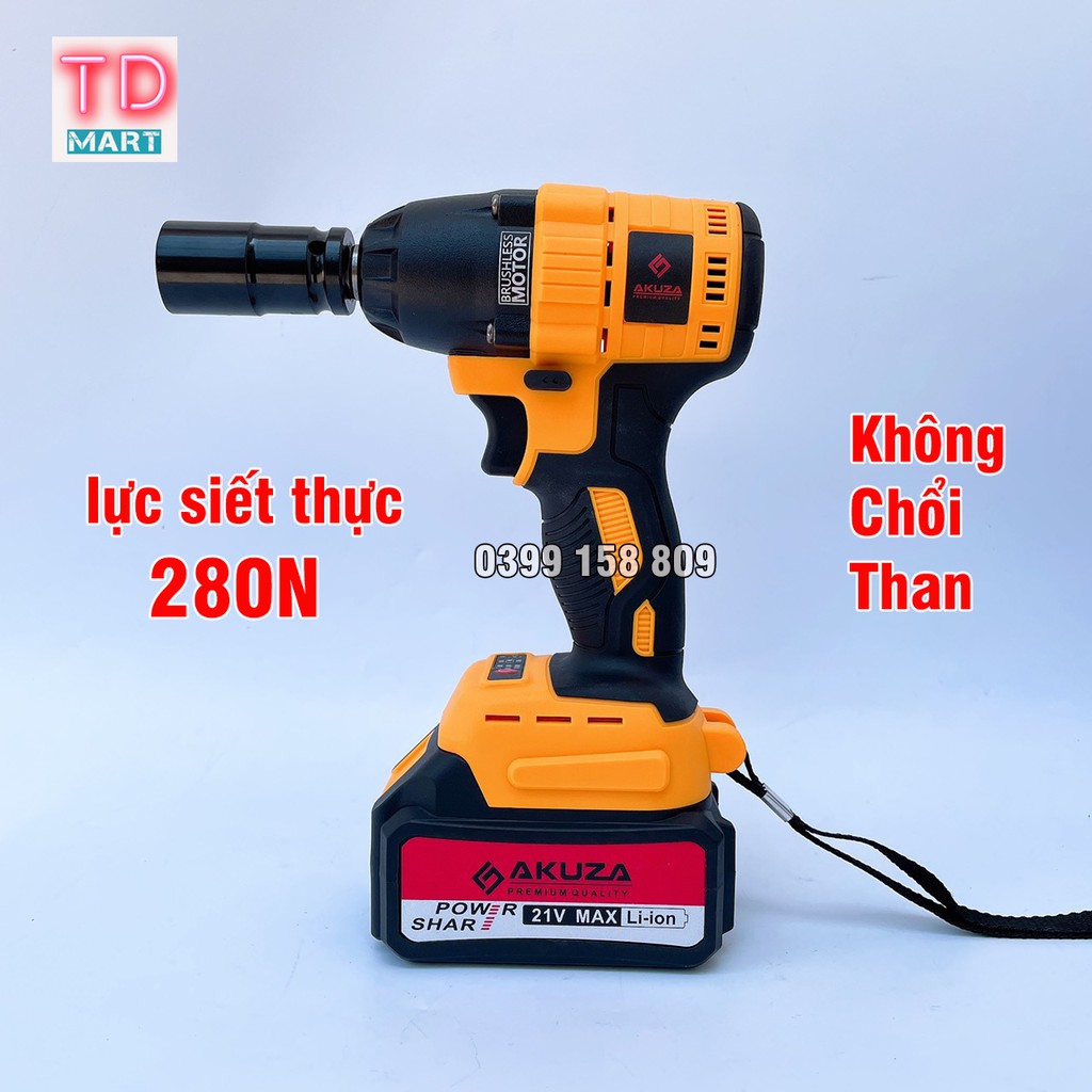 [ Chính Hãng ] Máy Siết Bulong Dùng Pin 21V AKUZA Không Chổi Than - 3 tốc độ