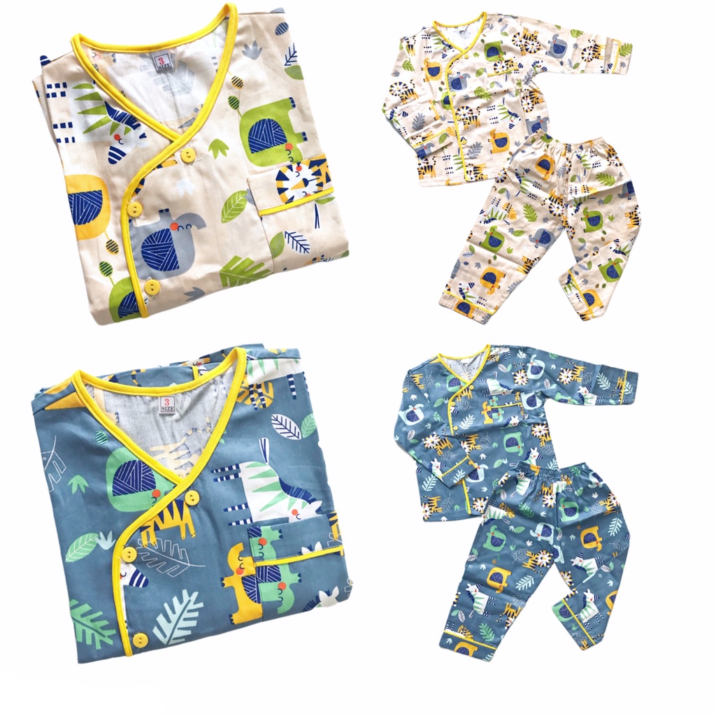 Pijama Cho Bé vải cotton Thô hút mồ hôi họa tiết đẹp sắc nét phối viền nhiều mẫu size 10-45kg