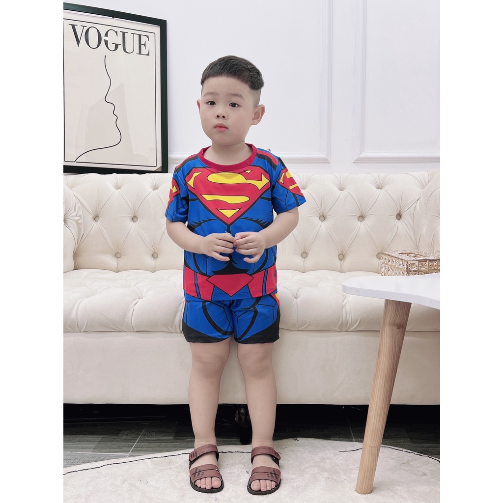 Bộ thun bé trai siêu nhân 3D co dãn 4C loại 1 cho bé