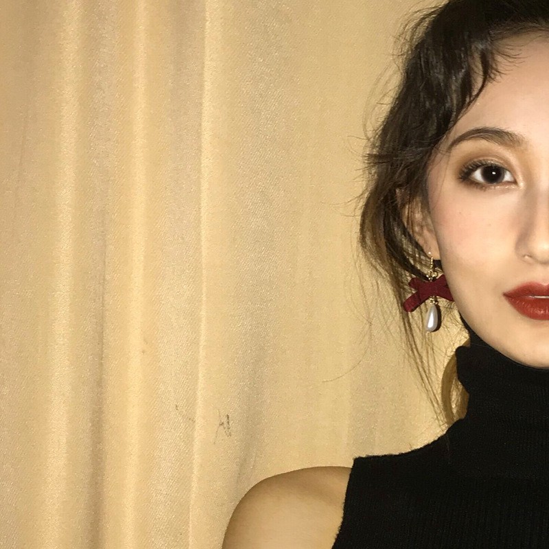 Bông Tai Hình Nơ Đính Ngọc Trai Xinh Xắn A0027