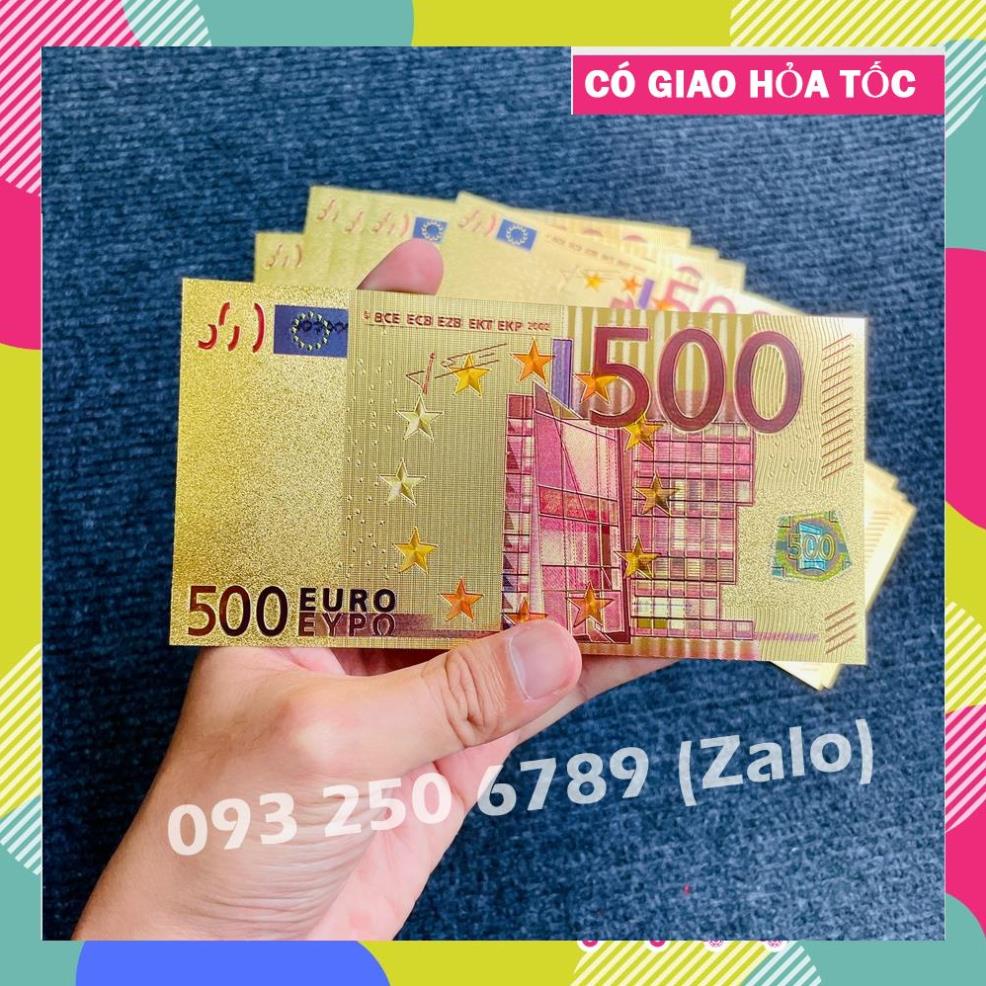 TRỢ GIÁ Tờ Tiền Kỉ Niệm 500 EURO Plastic Mạ Vàng Lì Xì Tết May Mắn