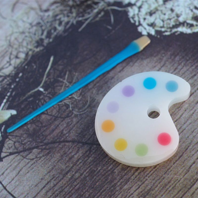 Khuôn đúc nhựa epoxy resin hình bảng màu / cọ vẽ / bảng pha màu dùng làm móc khóa / mặt dây chuyền