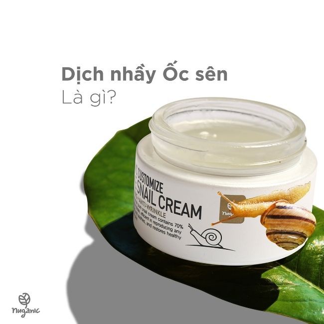 [CHÍNH HÃNG] Kem dưỡng ốc sên làm trắng da, chống lão hoá Nuganic Customize Pure Snail Cream+TẶNG KÈM SAMPLE KIT 300K