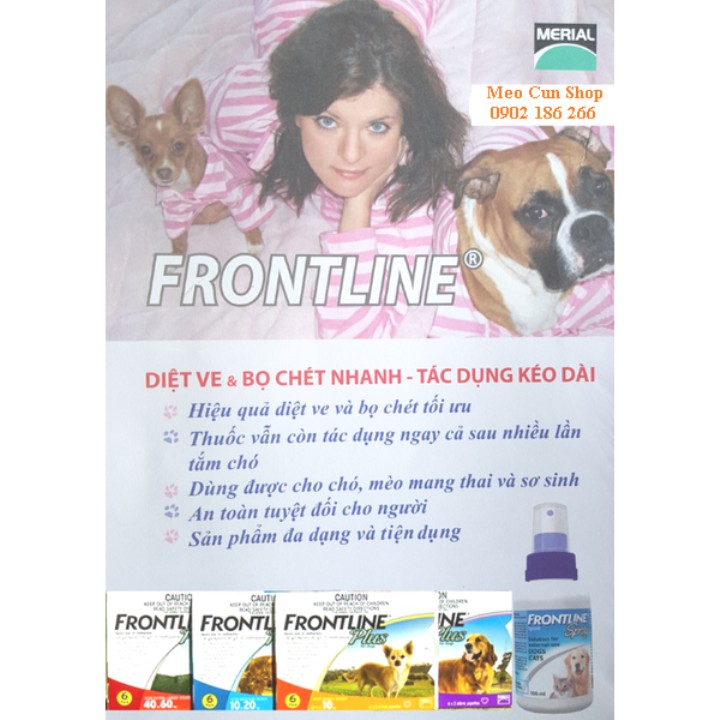 Thuốc xịt trị ve, rận, bọ chét cho chó, mèo - Frontline Spray (Hãng Merial - Pháp) - Chai 100ml