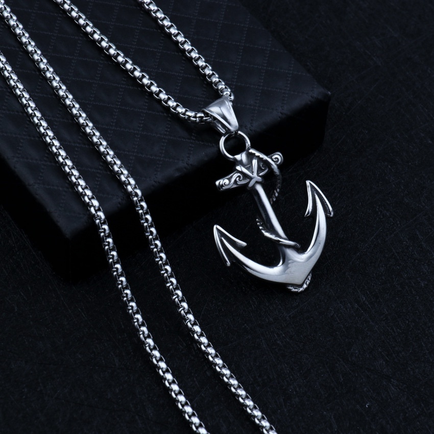 Vòng cổ hình mỏ neo bằng thép không gỉ phong cách retro thời trang cho nam
