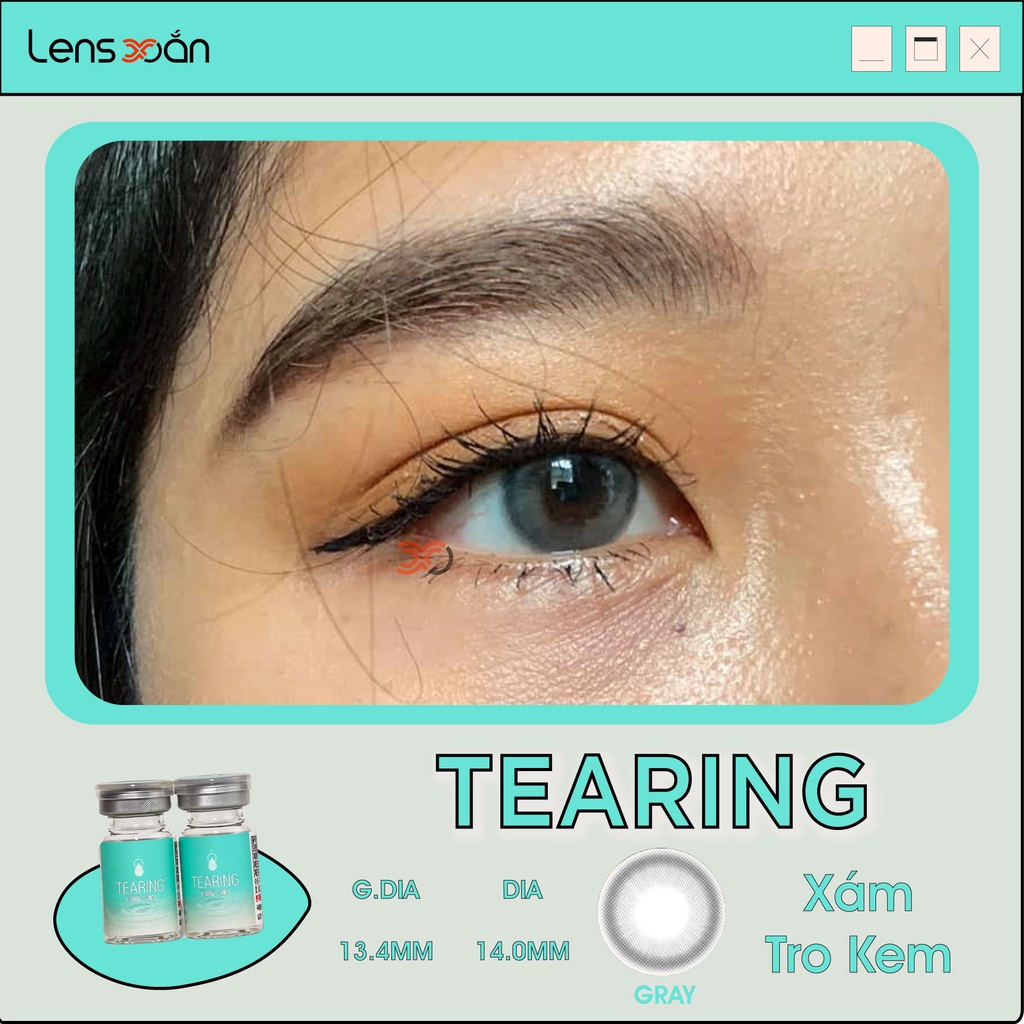 KÍNH ÁP TRÒNG TEARING GRAY- LENS ME: Lens xám kem khói viền ghi đậm | LENS XOẮN