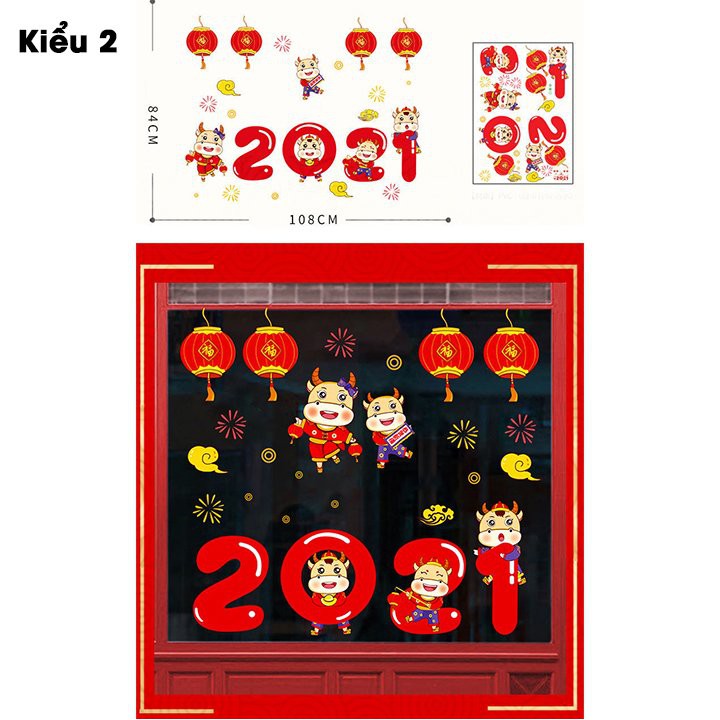 Decal dán kính trang trí tết, Decal Tết dán tường 2021 dày dặn, Size lớn | BigBuy360 - bigbuy360.vn