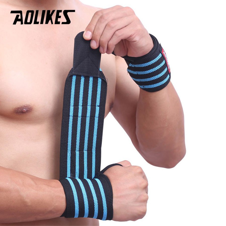 Đai Quấn Bảo Vệ Cổ Tay Tập Gym Aolikes Bản 4 Sọc Dài AL1539 (1 Đôi )