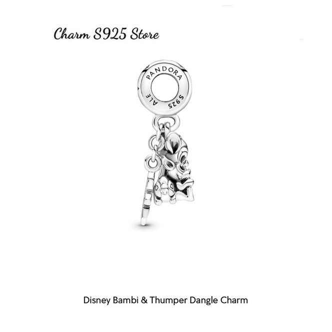 CHARM PAN ALE TREO DISNEY BAMBI &amp; THUMPER BẠC S925 CAO CẤP