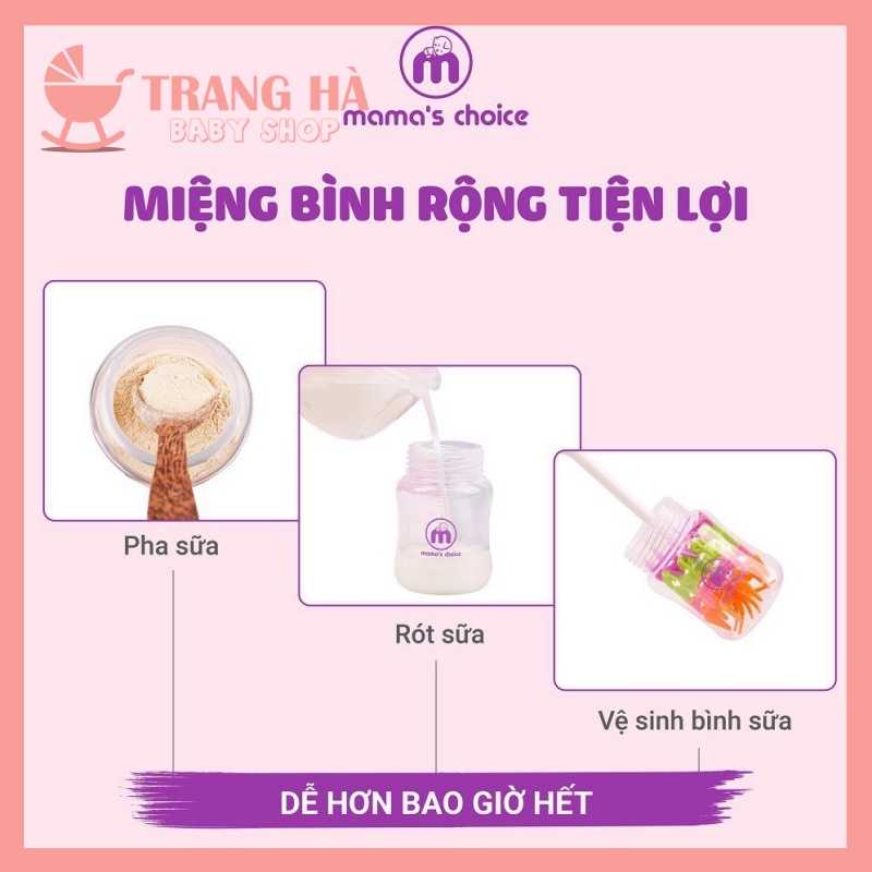 HOTHộp 2 Bình Trữ Sữa Cổ Rộng Mama Choice 180ml Có Nắp Đậy Tương Thích Các Dòng Máy Hút Sữa Cổ Rộng Spectra, Avent,..