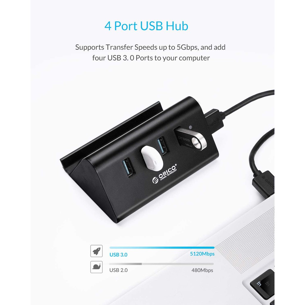 Bộ Chuyển Đổi Hub Orico Chia 4 Cổng Usb 3.0 Tốc Độ Cao Tích Hợp Giá Đỡ Shc-u3 Cho Máy Tính Bảng/Điện Thoại/Laptop/PC