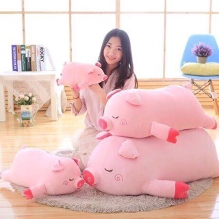 Heo bông hồng gối ôm 35cm hình thật