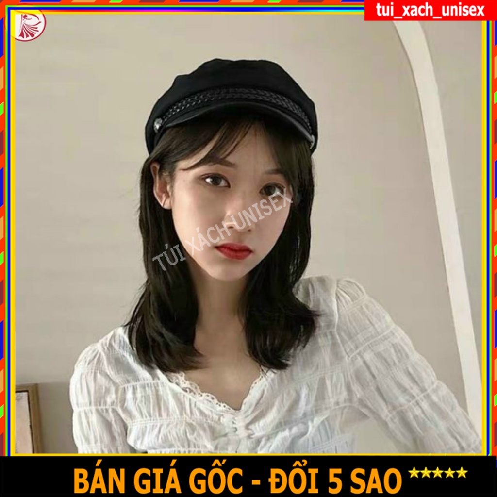 ❤️ SIÊU HÓT - DU LỊCH ❤️ Mũ Beret Nồi Nữ Kiểu Dáng Hàn Quốc - Nón lưỡi chai mỏ da cực ngầu phối dây thừng đen chất nỉ