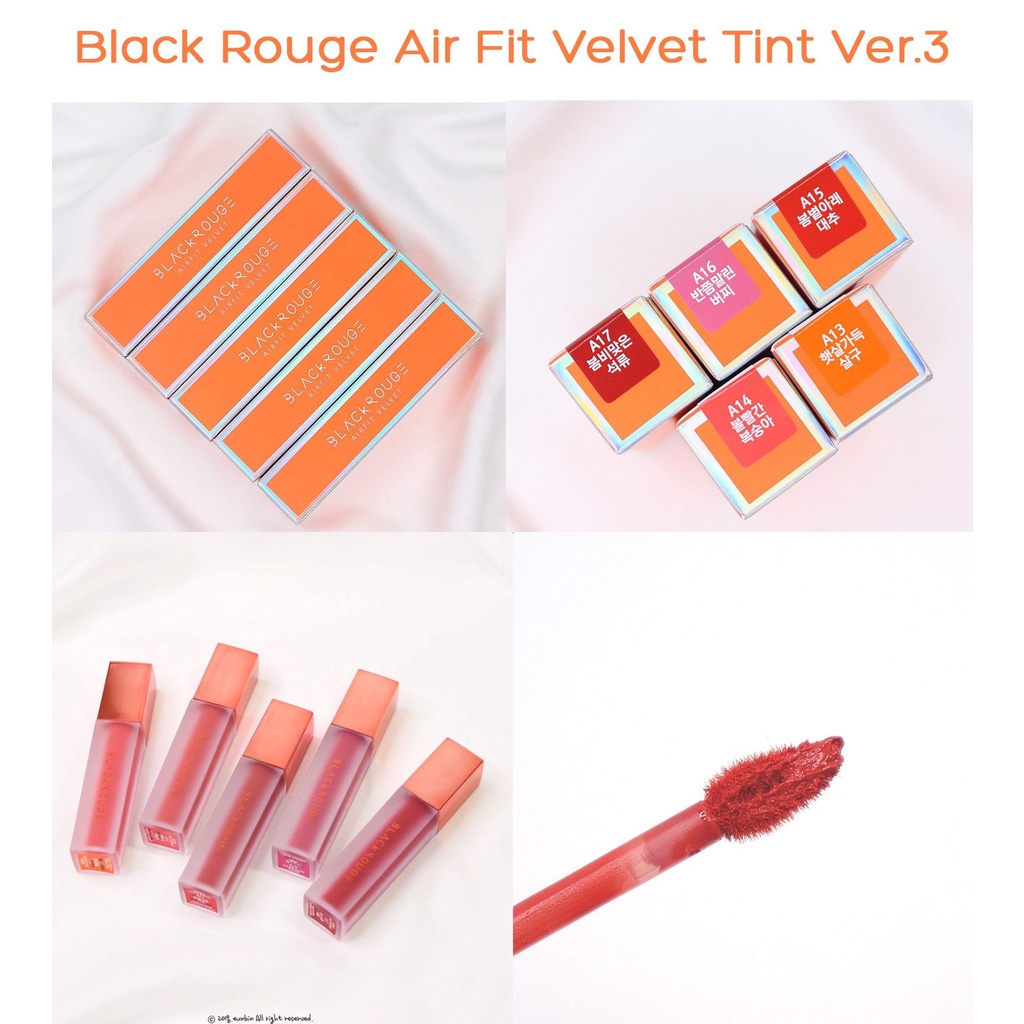 Son Kem lì black rouge air fit velvet lip tint Blackrouge A06 A12 ver8 [Sẵn A01 - A45 ]