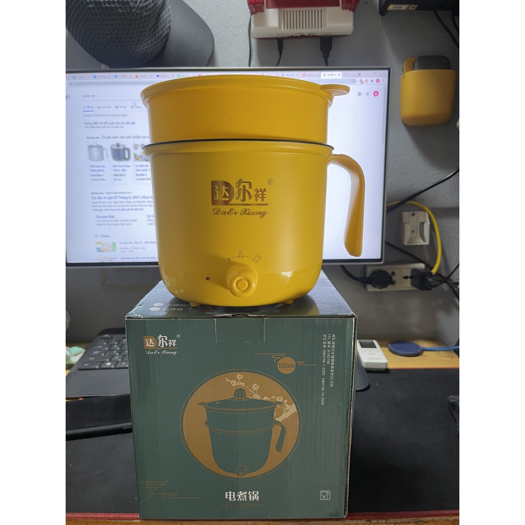 Nồi Nấu Mì Cầm Tay, Nấu Cơm Đa Năng Có Tay Cầm 1,8L - 2 Nấc Nhiệt Mẫu Mới 2021 Kèm Giá Hấp