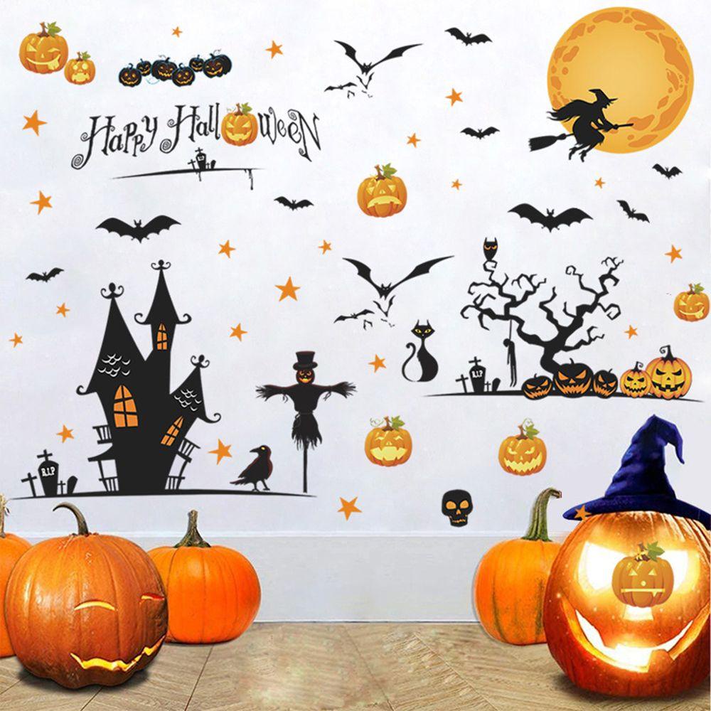 Sticker Dán Tường Họa Tiết Hình Con Ma Dùng Trang Trí Halloween