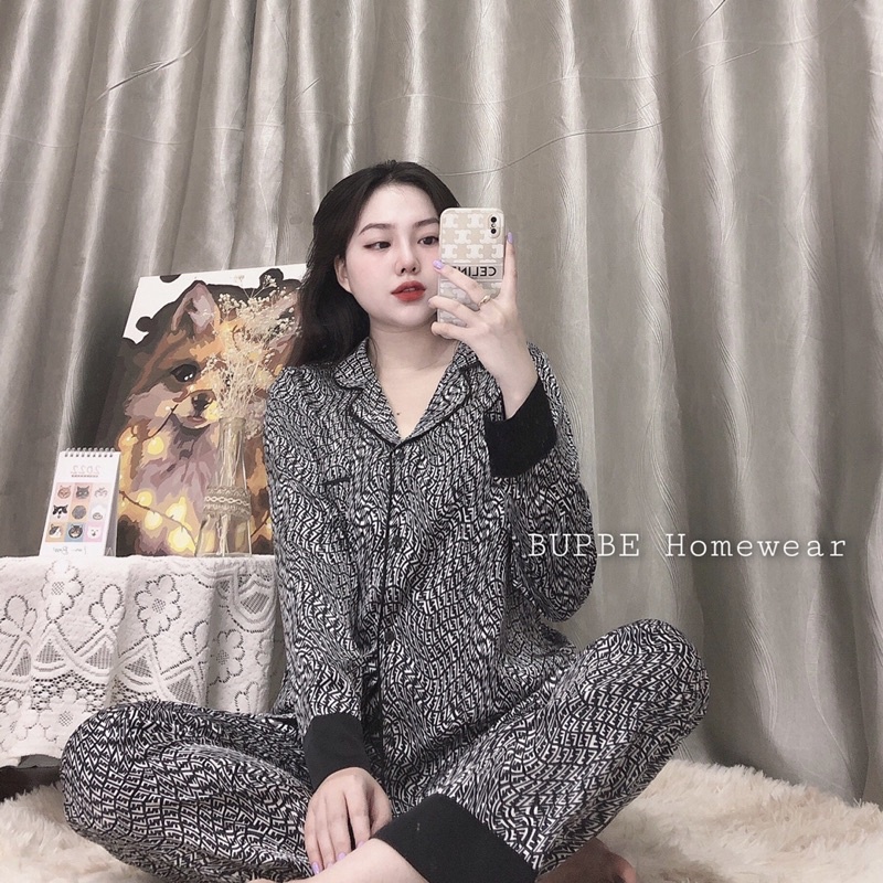 Đồ bộ nữ, pijama họa tiết FF , SOMNIA, đồ ngủ cộc tay ,dài tay bigsize, bộ lụa mặc nhà, pyjama cao cấp lụa hàn