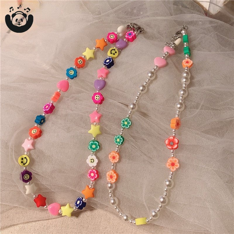 Vòng Cổ choker Mặt Ngôi Sao Cười Ngọc Trai Dễ Thương Phong Cách Hàn Quốc Cho Nữ CFH