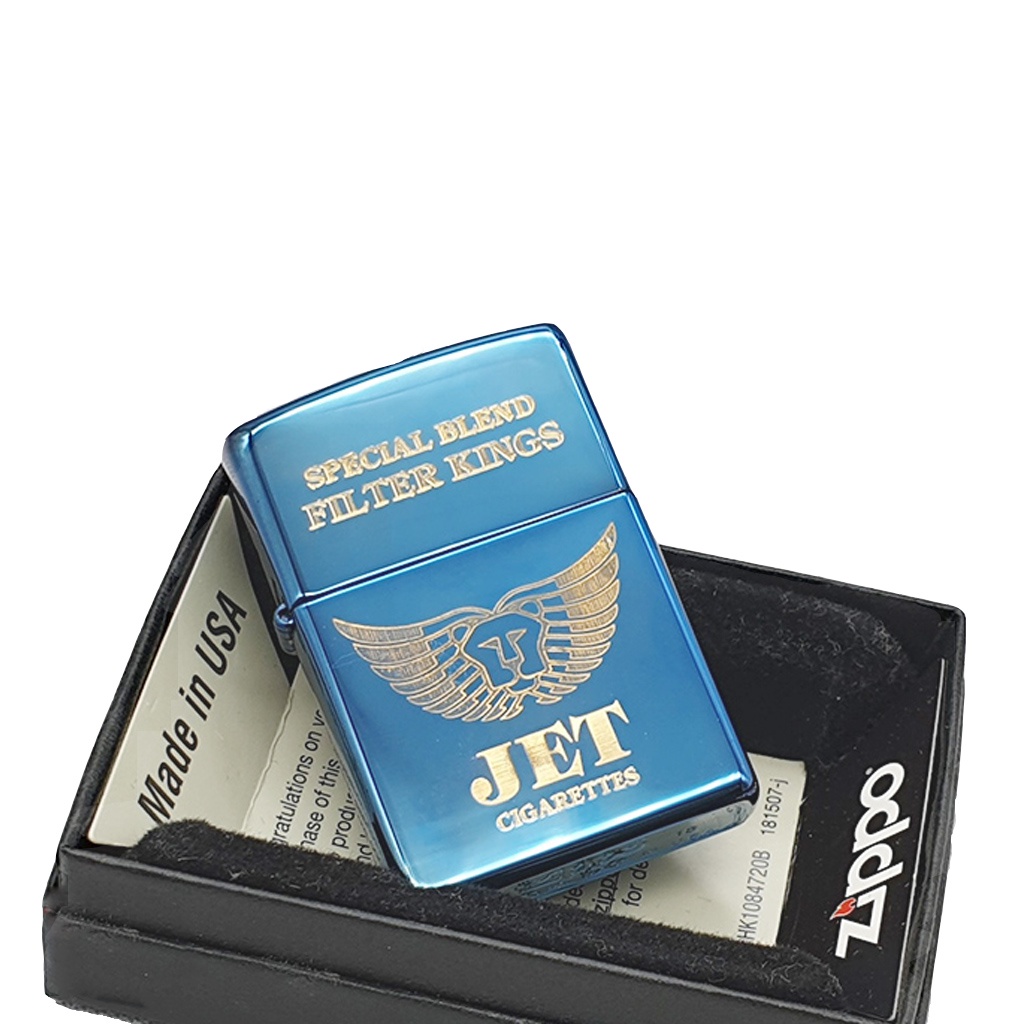 Bật zippo xanh, hộp quẹt Sapphire khắc JET vỏ dày hàng chuẩn Mỹ- KenZ