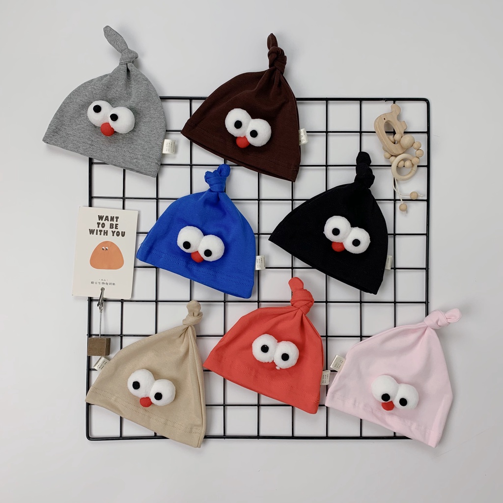 Mũ vải mỏng in hoạt hình đôi mắt to dễ thương thời trang mùa hè dành cho bé sơ sinh