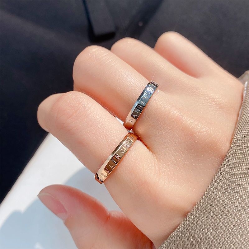 Nhẫn Đôi Nam Nữ titan Bằng Thép Không Gỉ Thiết Kế Thanh Lịch Cao Cấp 2022