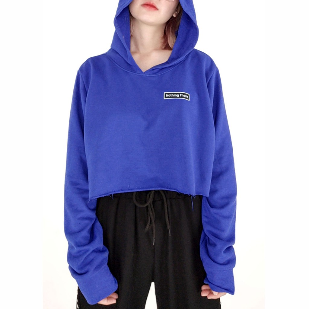 Áo croptop nữ kiểu dáng hoodie tay dài có mũ thời trang Miix MC001