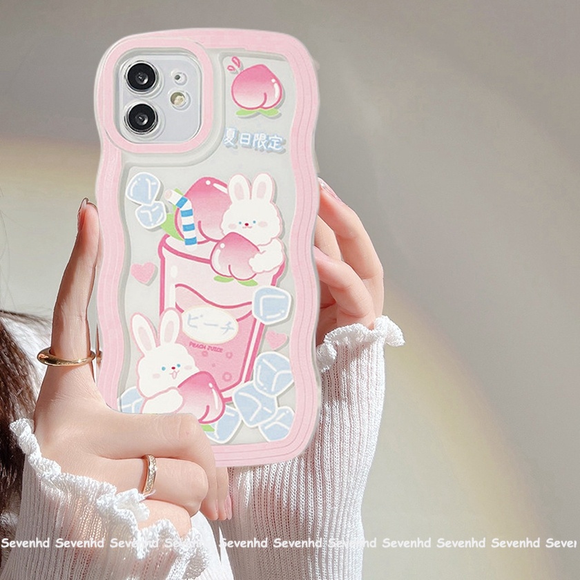 Ốp Điện Thoại Mềm Hình Thỏ Đào Gợn Sóng Cho iPhone 13 12 11 Pro Max Xs Max Xr X 7 8 6 6s +
