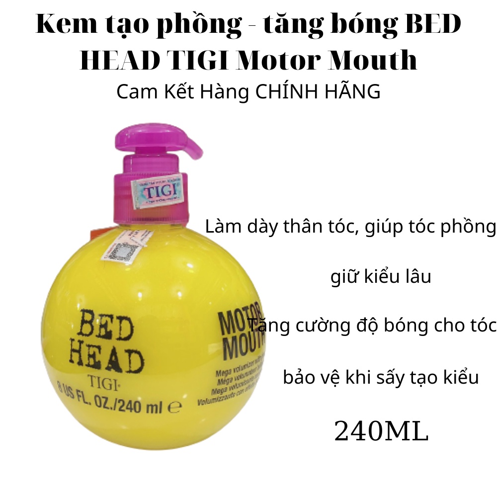 Kem tạo phồng - tăng bóng BED HEAD TIGI Motor Mouth (240ml)