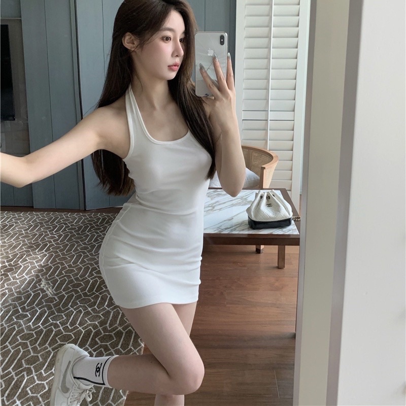 [Order]Set Áo Sweater Cổ V Form Rộng + Đầm Body Trắng Cá Tính | BigBuy360 - bigbuy360.vn