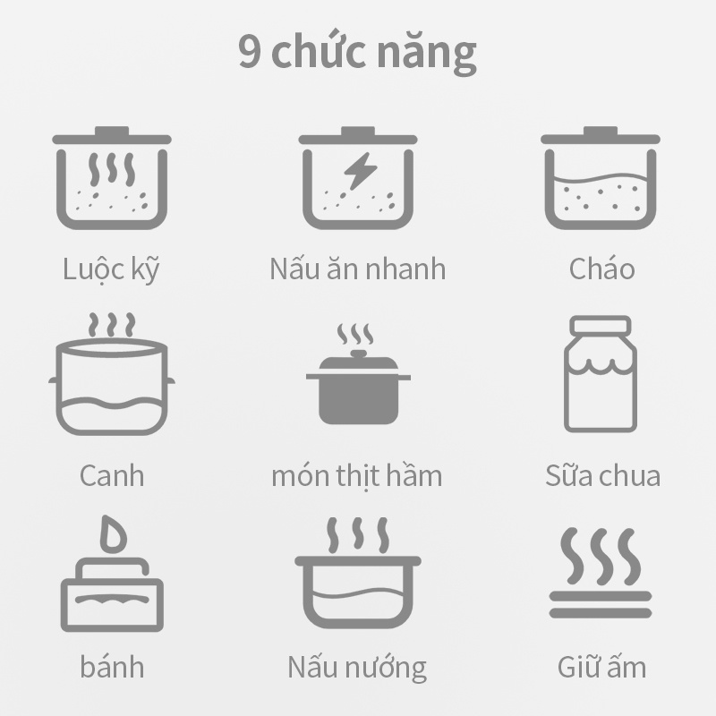 Simplus Nồi cơm điện đa năng 2L Thích hợp cho 1-2 người Chức năng hẹn 24 giờ Bảo vệ kép chống cháy khô và quá nhiệt