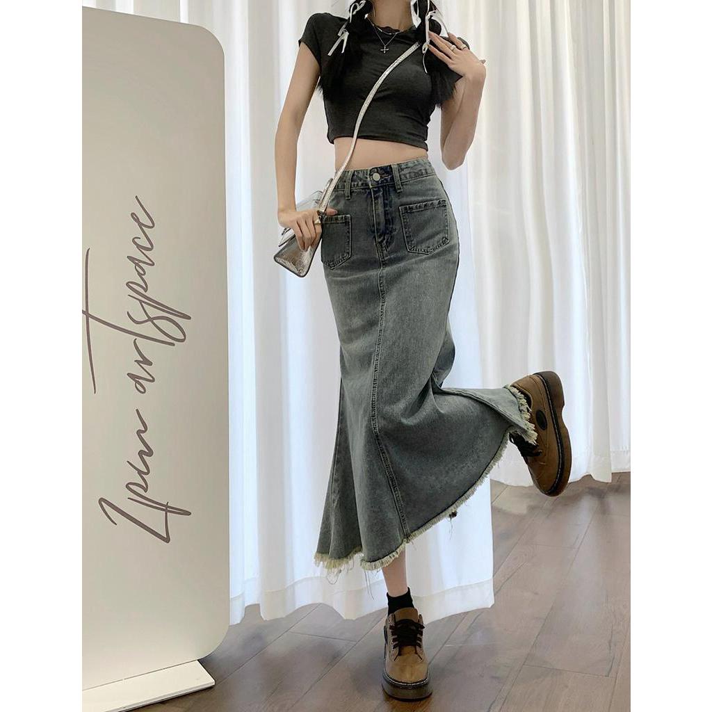 Chân Váy Denim Lưng Cao Phong Cách Mới 63035