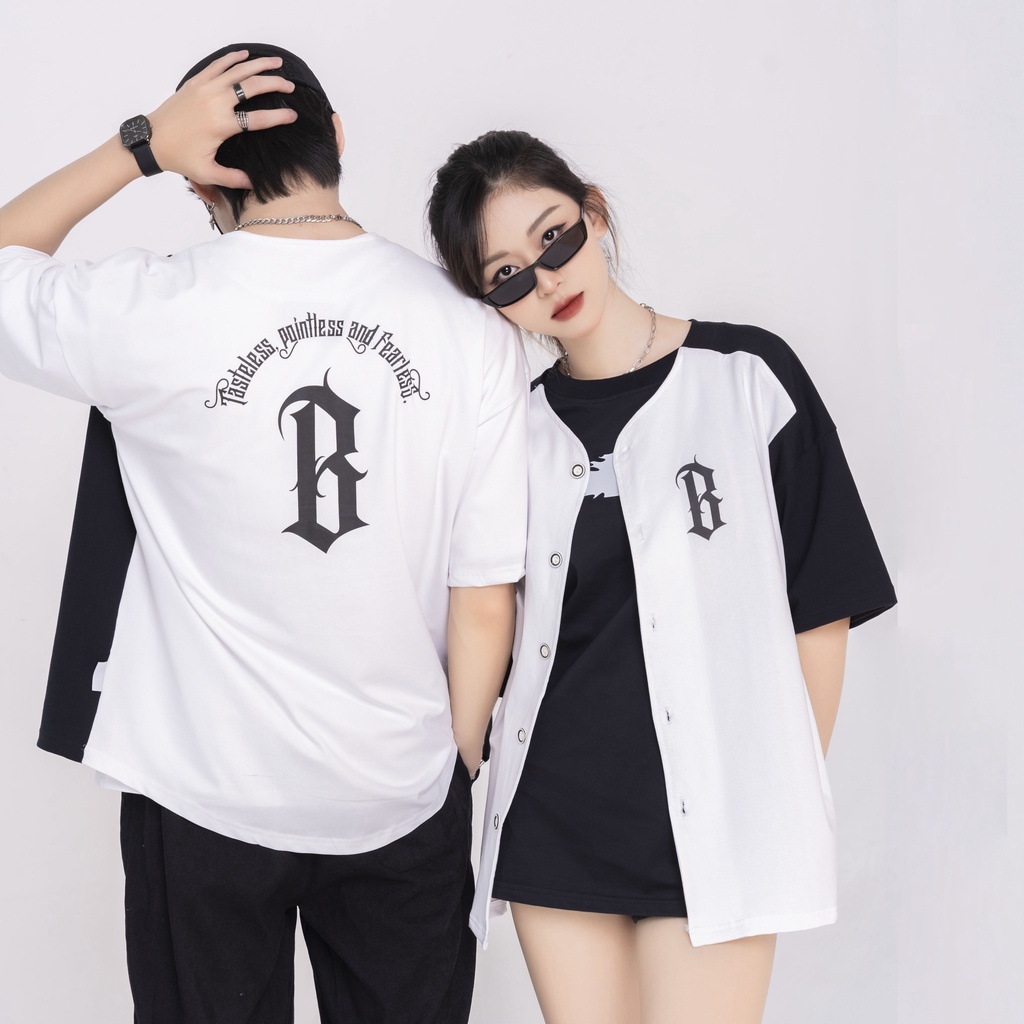 Áo sơ mi bóng chày BJHG unisex form rộng phong cách Hàn quốc Local Brand