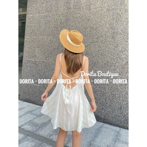 Váy 2 dây đũi xước đan dây lưng, Đầm 2 dây đi biển 2 lớp Mila - Dorita Boutique