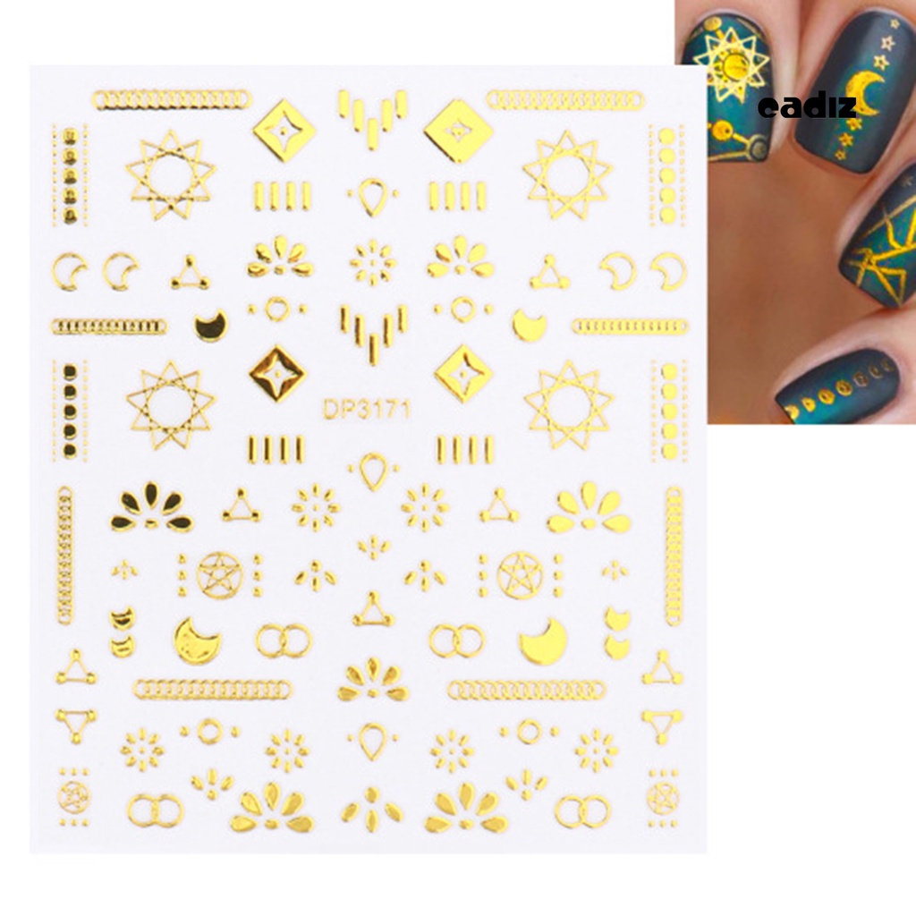 Bộ 3 Miếng Dán Trang Trí Móng Tay Không Phai Kiểu Hình Học Siêu Mỏng Sang Trọng