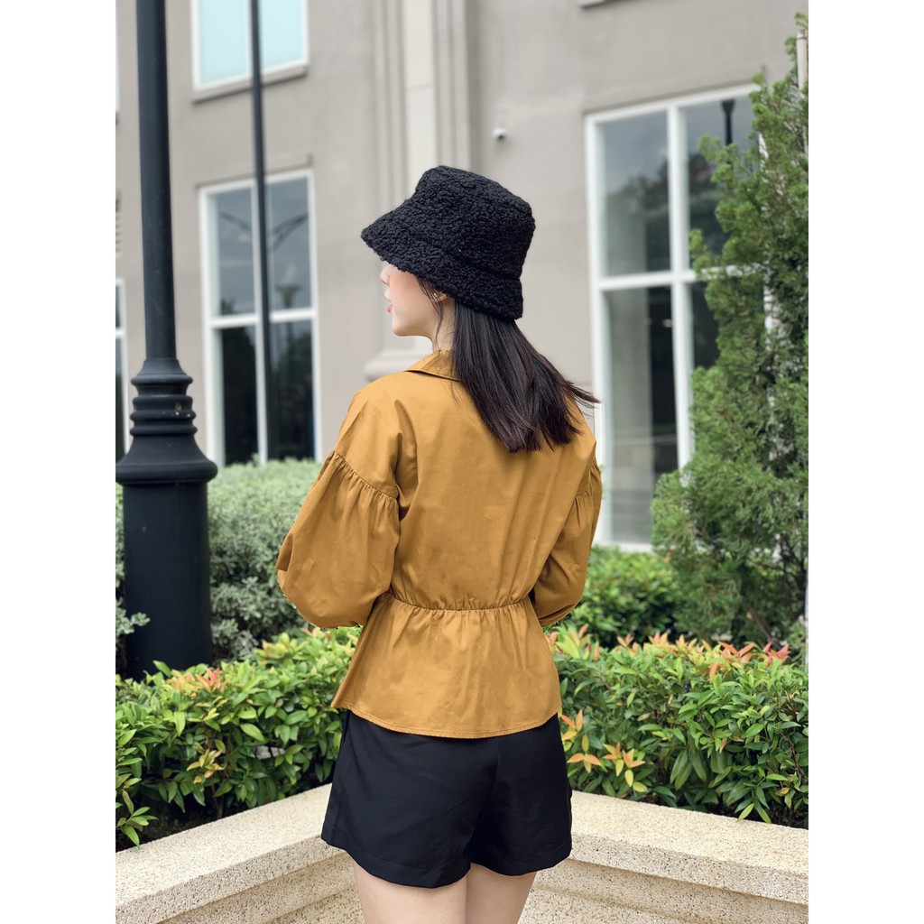 Áo sơ mi ngắn gài nút tay bồng DOKESI  - Lila Top