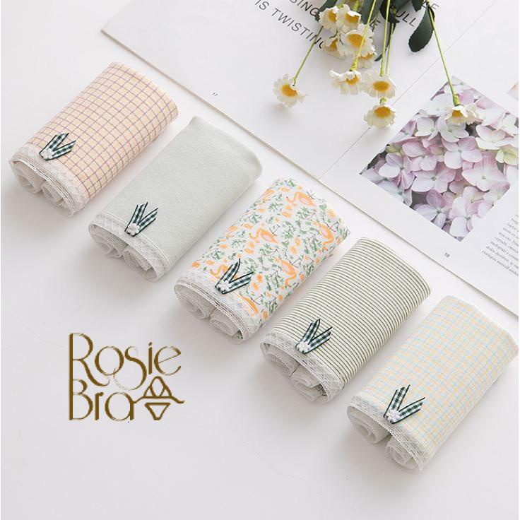 Set 5 Quần Lót Cotton Thấm Hút Mồ Hôi Viền Ren Màu Sắc Nhẹ Nhàng P169